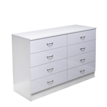 Chilton Modern 8 Drawer Chest of Drawers White Gloss Cut Out B