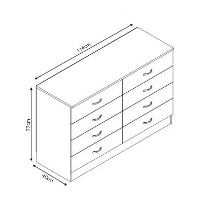 Chilton Modern 8 Drawer Chest of Drawers White Gloss Dimensions