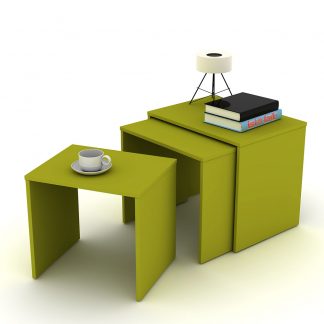 Nest of 3 Wide Tables – Largest is 55cm Wide in Green