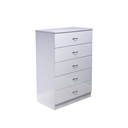 Chilton 5 Drawer Chest of Drawres White Gloss Cut Out B