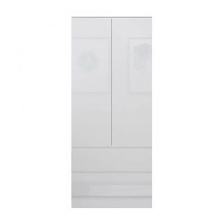 Stora Modern 2 Door 2 Drawer Combination Wardrobe Cutout A – White Gloss