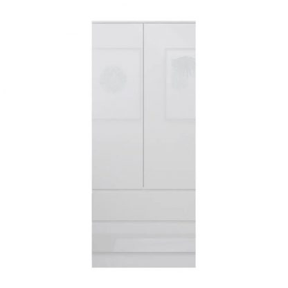 Stora Modern 2 Door 2 Drawer Combination Wardrobe Cutout A – White Gloss